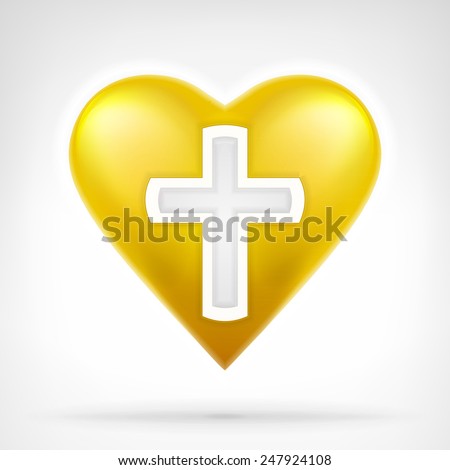 I love my religion concept as snowflake on golden heart icon design isolated vector illustration on white background 