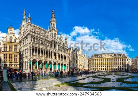 The Grand Place in a beautiful summer day in Brussels, Belgium Royalty-Free Stock Photo #247934563