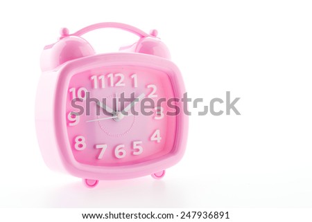 Pink clock isolated on white background