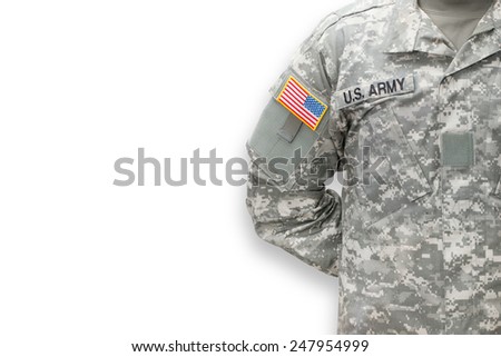 American soldier on white background
