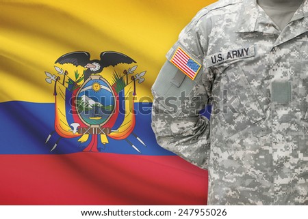 American soldier with flag on background - Ecuador