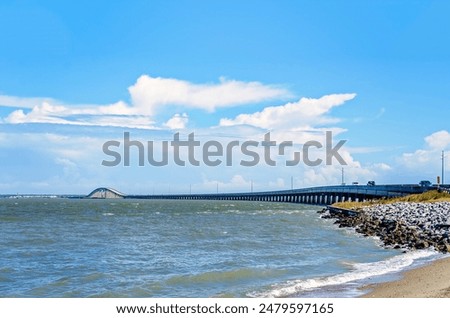 The Dauphin Island Bridge is pictured, June 20, 2024, in Dauphin Island, Alabama. The bridge, constructed in 1982, separates the Mississippi Sound from Mobile Bay. 