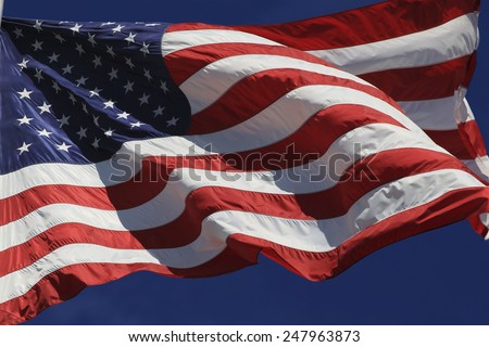 US flag fluttering in the wind