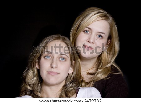 Beautiful Blond twin sisters posing