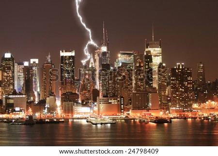 Manhattan Midtown Skyline at night New York City