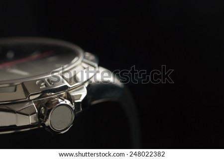 luxury man accessory watch detail, chronograph macro Royalty-Free Stock Photo #248022382