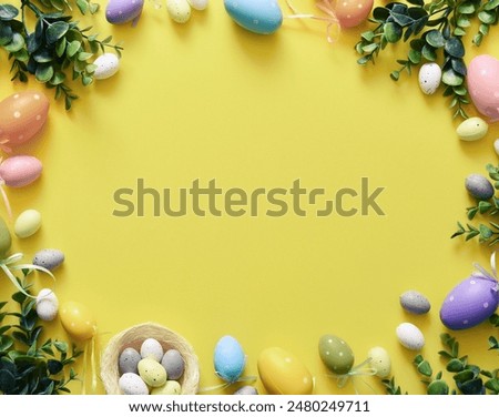 Colorful easter egg on yellow background, easter decoration
