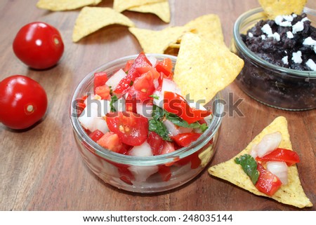 tomato-salsa and black-bean-mush