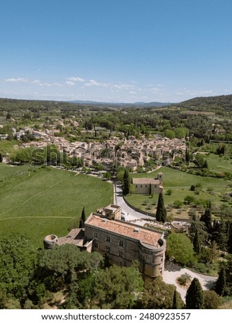 Aerial view of the Provence Village of Lourmarin in the South of France