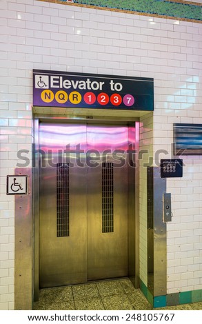 Elevator in New York City subway.