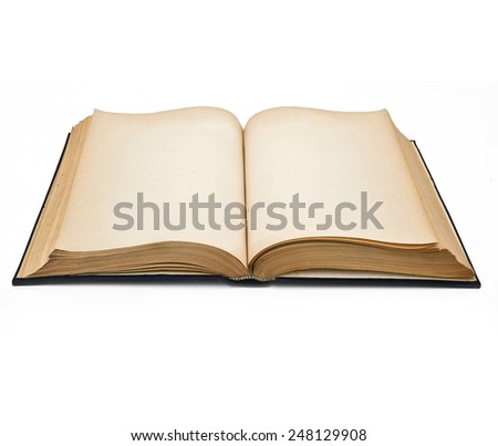 old open book with blank pages. with the clipping path
