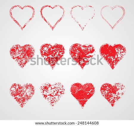 Collection of Grunge Hearts. 