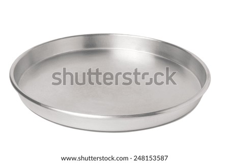 empty silver tray isolated over white background Royalty-Free Stock Photo #248153587