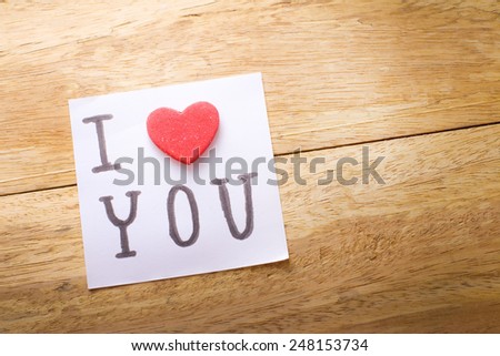 i love you message on wooden table for valentine day.