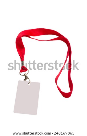 Pass on a red strap isolated on a white background