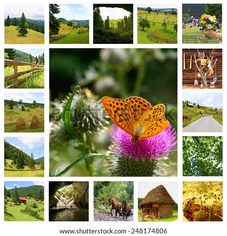Travel collage -"The Stone Land" , touristic place in the Apuseni Mountains , Romania