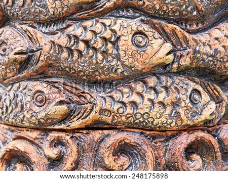 shoal of fish, Original wooden decor