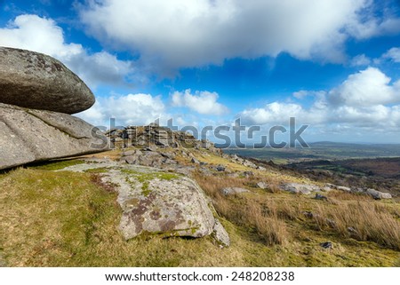 Granite rock formations on Bearah Tor near Minions on Bodmin Moor in Cornwall
