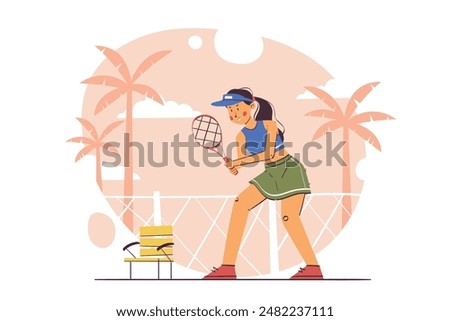 Woman Playing Tennis Vector Illustration