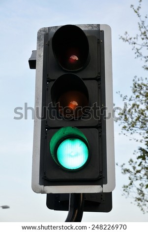 View of a Road Traffic Light on Green