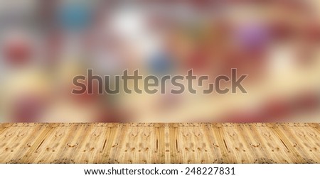 Blur Background color and wooden plank floor.