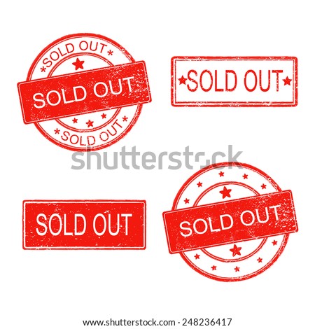set of rubber stamp with text sold out on white background