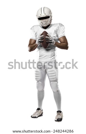 Football Player with a white uniform on a white background.