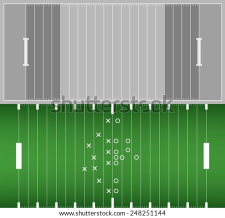 Set of American football field background with artificial turf. soccer field view from above. eps10 format vector illustration