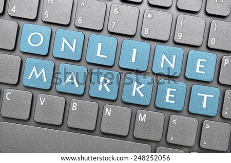 Blue online market key on keyboard