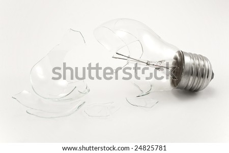 Broken Light bulb on a white background