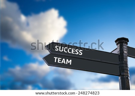 success business, signpost with keywords