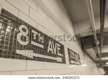 8th Avenue subway sign in New York.