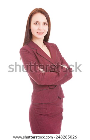 woman in a business suit on a white background, isolated