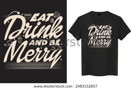 Festive Christmas Day Typography T-Shirt Design.