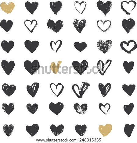 Heart Icons Set, hand drawn icons and illustrations for valentines and wedding Royalty-Free Stock Photo #248315335
