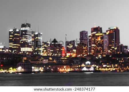 Blurred city lights in Sydney