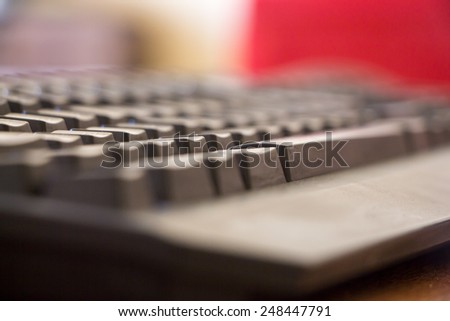 Abstract closeup view of black pc keyboard 