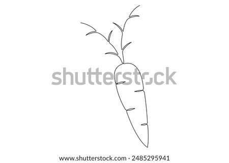 Simple carrot in continuous one line art drawing design, Growing carrot plant minimalist outline vector