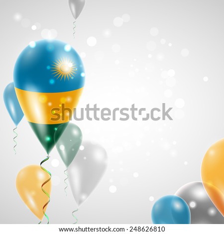 Independence Day. Flag of Rwanda on air balloon. Celebration and gifts. Balloons on the feast of the national. Use for brochures, printed materials, signs, elements