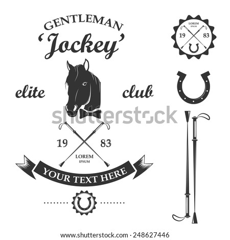 Vector set of vintage retro horse racing club and label design elements