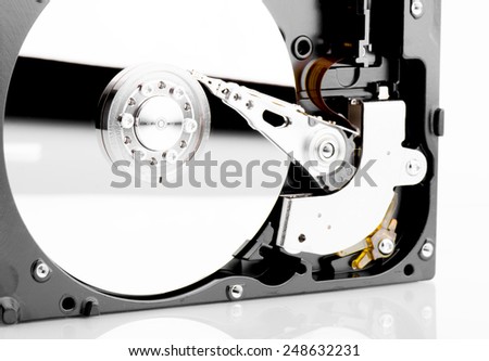 Hard Disk Close Up With Reflection