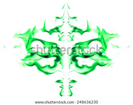 Green fire light smoke abstract shapes background