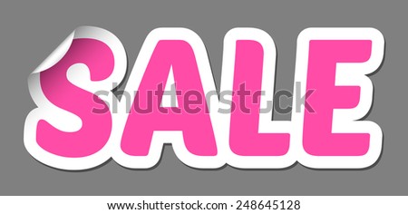 vector white bent sticker with pink sale sign Royalty-Free Stock Photo #248645128