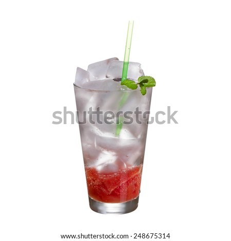 Grapefruit and Mint Mojito Isolated on White Background