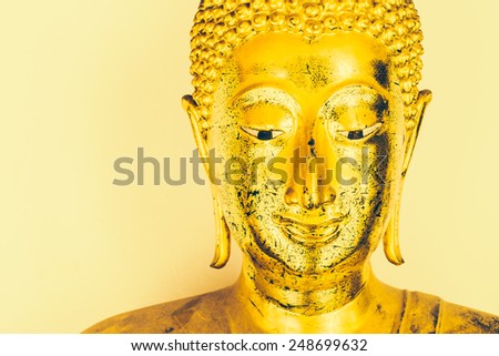 Selective focus Buddha face background - vintage effect style pictures