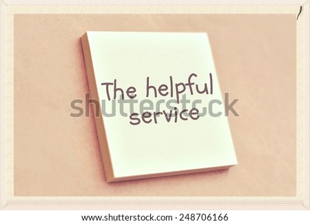 Text the helpful service on the short note texture background