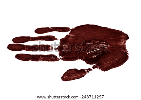 A handprint on white paper (isolated)