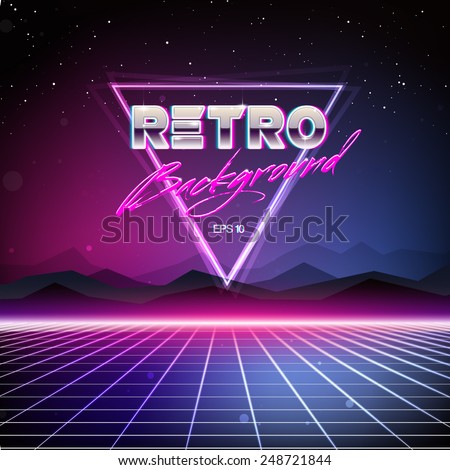 80s Retro Sci-Fi Background Royalty-Free Stock Photo #248721844