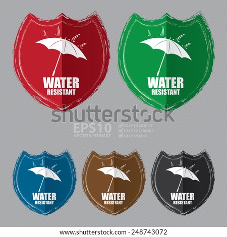 Vector : Water Resistant Shield Banner, Sticker, Icon or Label