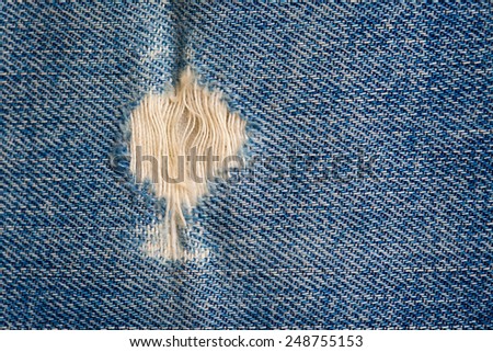 frayed blue jeans background, close up